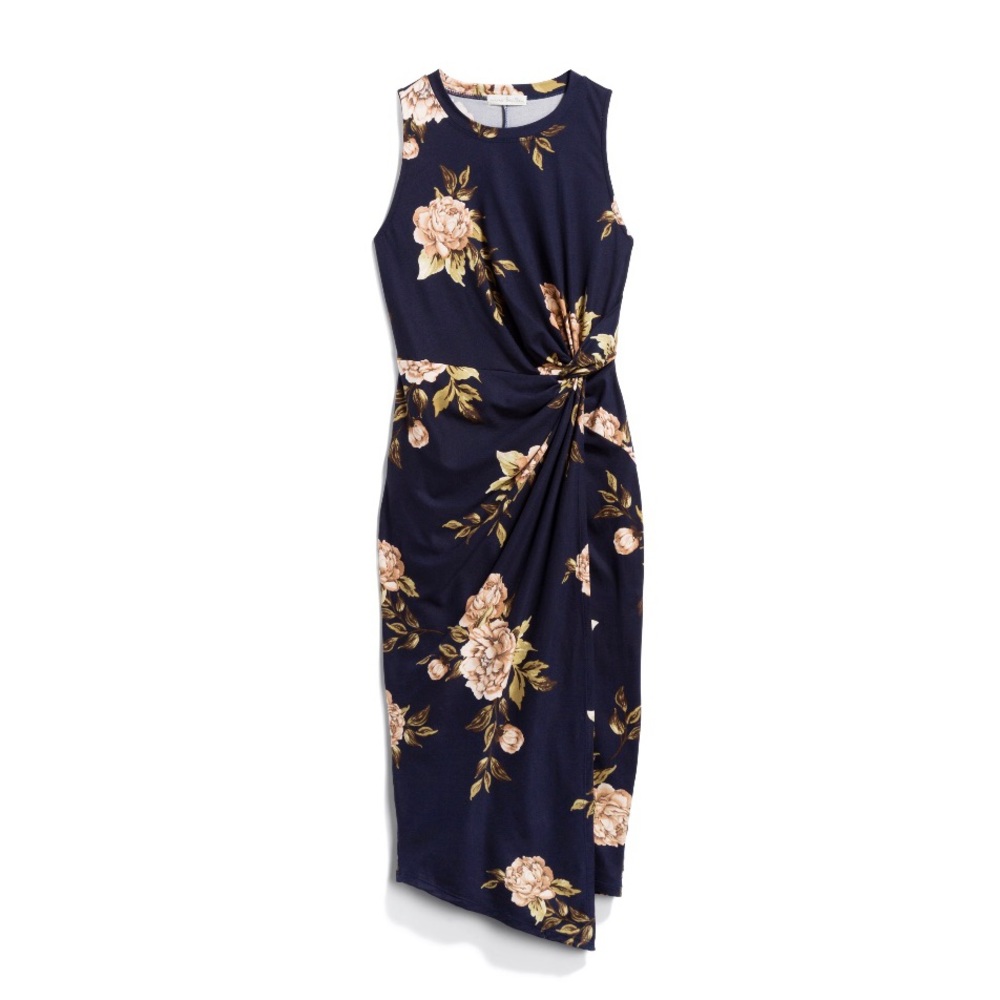 Abigail brushed knit midi dress - floral print